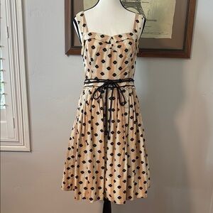 Elegant Cream and Black Polka Dot Dress